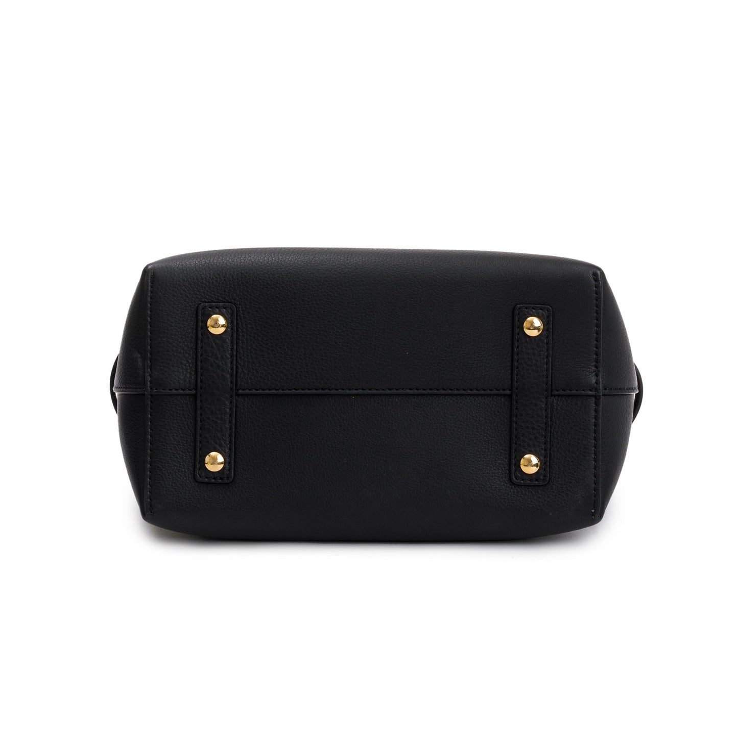 Burberry Black Grained Calfskin Leather Small Belt Tote Bag