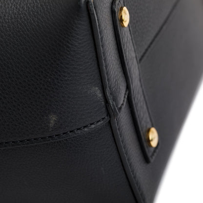 Burberry Black Grained Calfskin Leather Small Belt Tote Bag