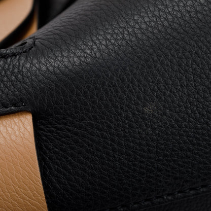 Burberry Black Grained Calfskin Leather Small Belt Tote Bag