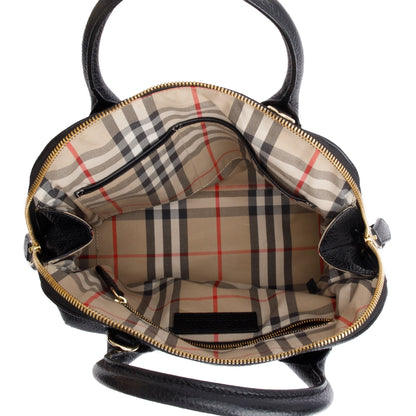 Burberry Black Grained Leather Greenwood Small Bowling Bag