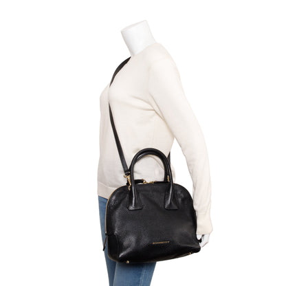 Burberry Black Grained Leather Greenwood Small Bowling Bag