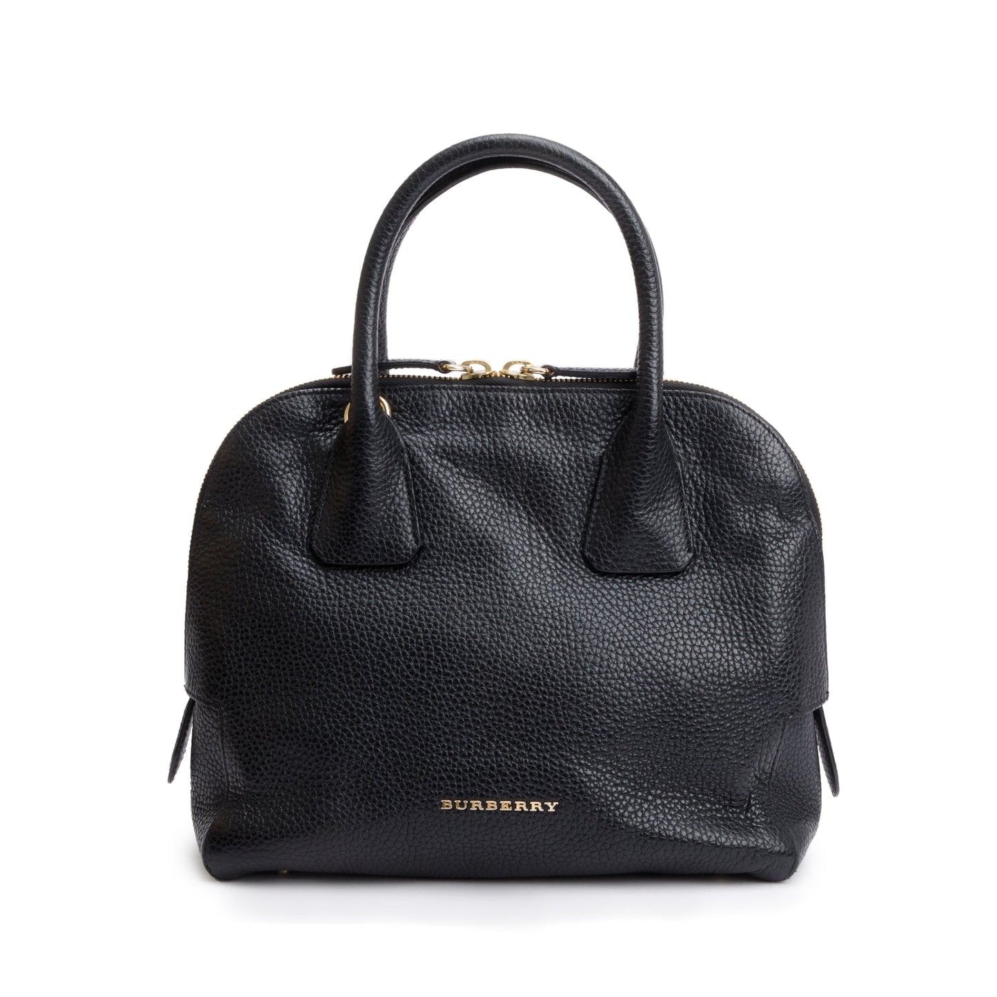 Burberry Black Grained Leather Greenwood Small Bowling Bag