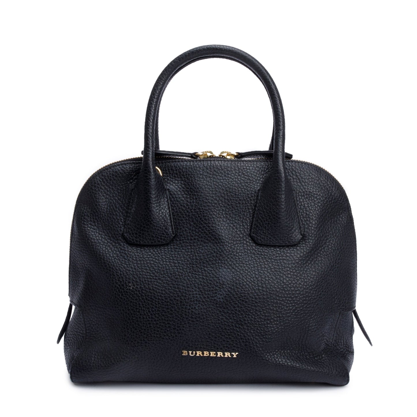 Burberry Black Grained Leather Greenwood Small Bowling Bag
