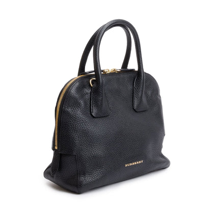 Burberry Black Grained Leather Greenwood Small Bowling Bag