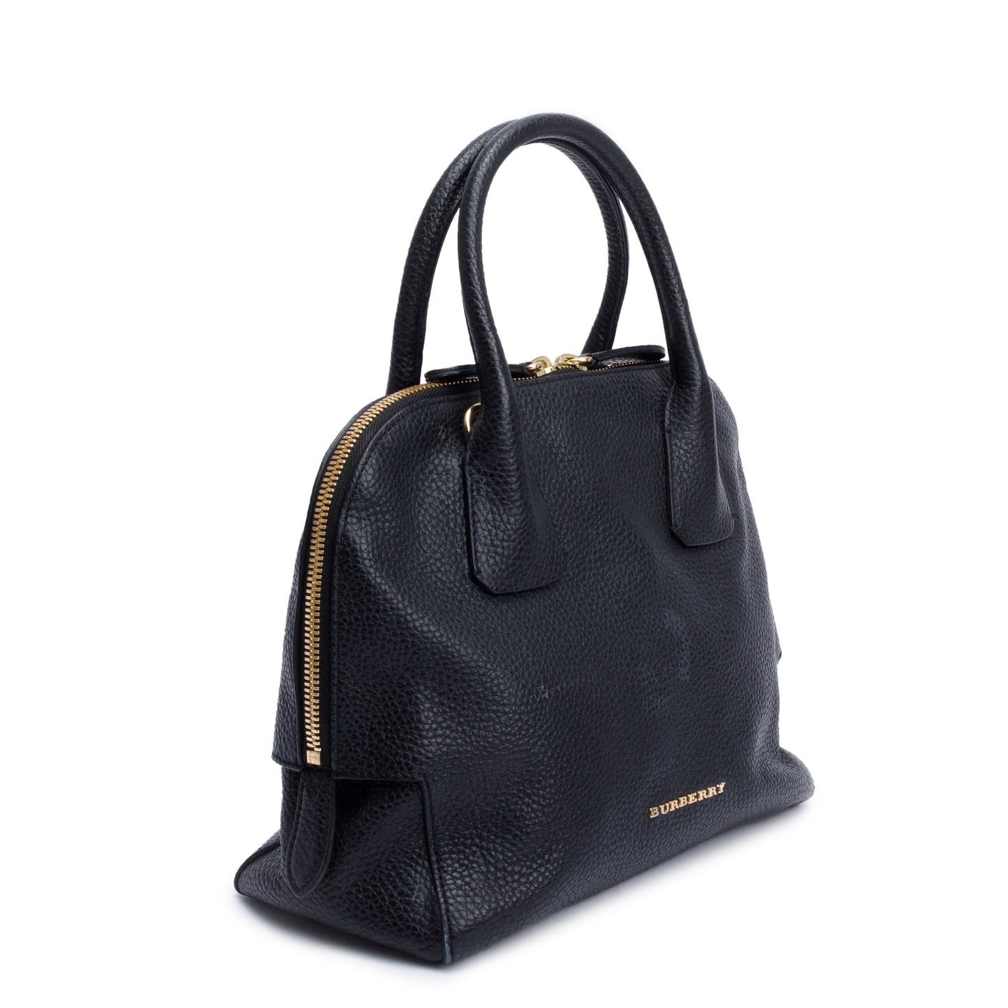 Burberry Black Grained Leather Greenwood Small Bowling Bag