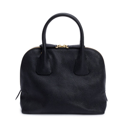 Burberry Black Grained Leather Greenwood Small Bowling Bag