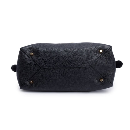 Burberry Black Grained Leather Greenwood Small Bowling Bag