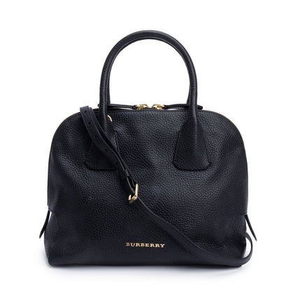 Burberry Black Grained Leather Greenwood Small Bowling Bag