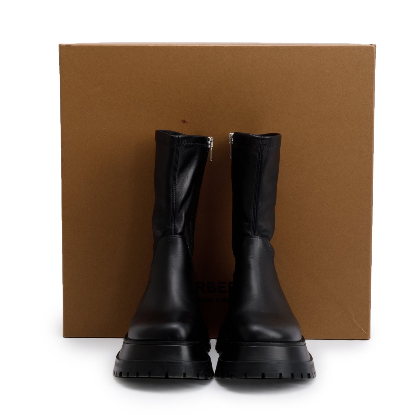 Burberry Black Leather Alf Hurr Ankle Boots, Size 37