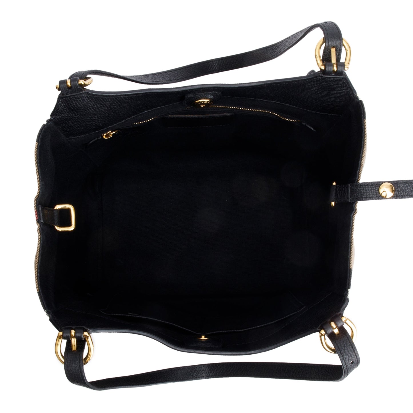 Burberry Black Leather Haymarket Check Canterbury Tote