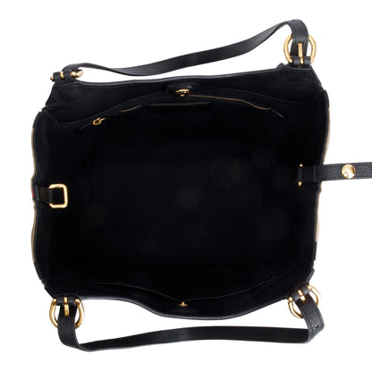 Burberry Black Leather Haymarket Check Canterbury Tote