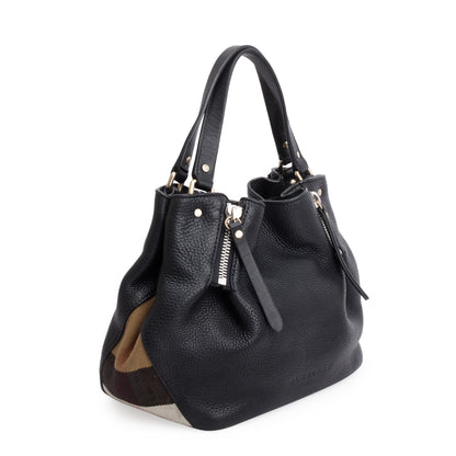 Burberry Black Leather & House Check Small Maidstone Bag