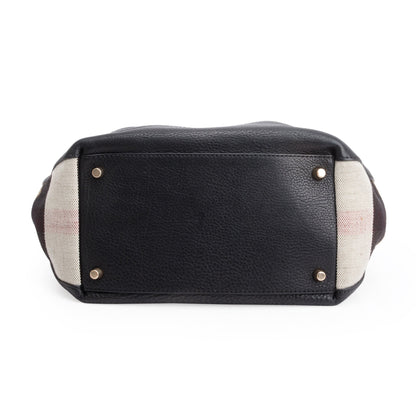 Burberry Black Leather & House Check Small Maidstone Bag