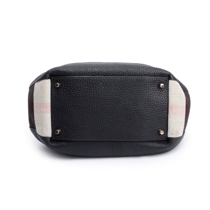 Burberry Black Leather & House Check Small Maidstone Tote