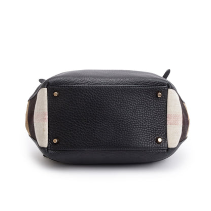 Burberry Black Leather & House Check Small Maidstone Tote
