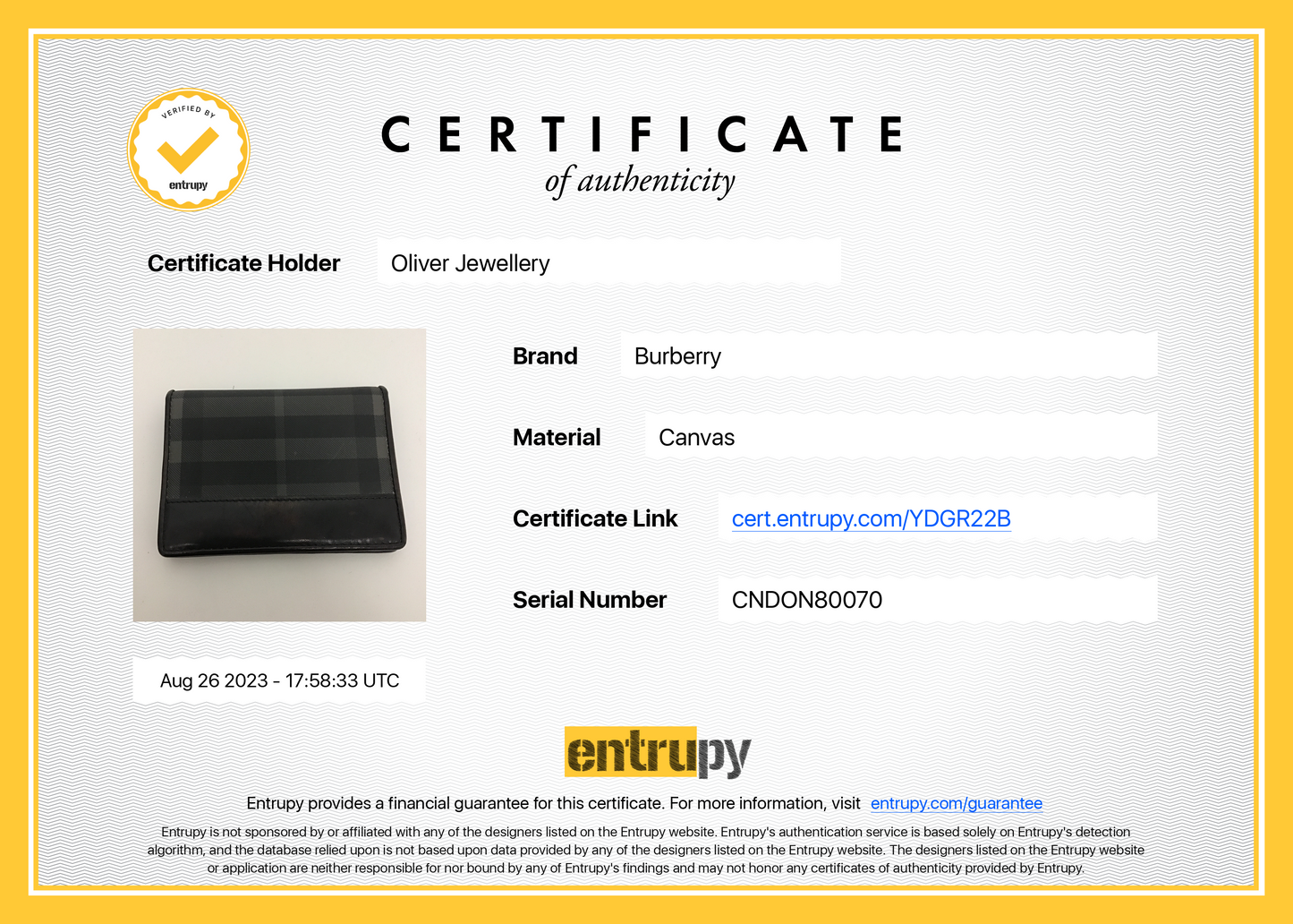 Burberry Black Leather Trimmed Beat Check Bifold Wallet