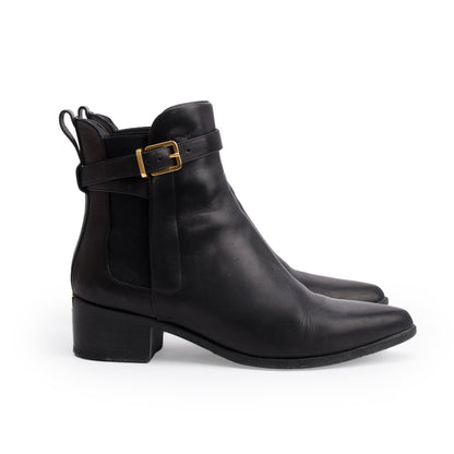 Burberry Black Leather Whittingham Ankle Boots, Size 37.5