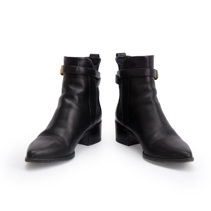Burberry Black Leather Whittingham Ankle Boots, Size 37.5
