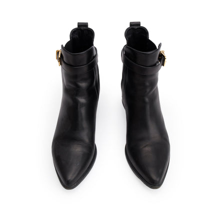 Burberry Black Leather Whittingham Ankle Boots, Size 37.5