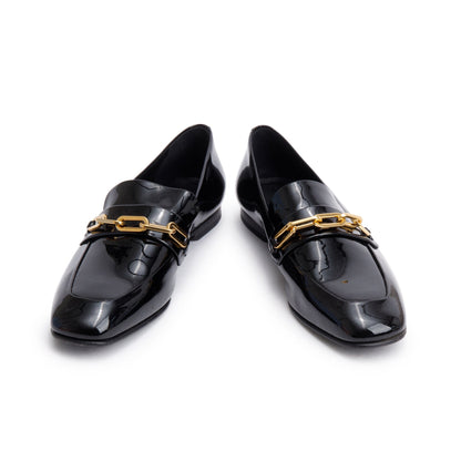 Burberry Black Patent Leather Chillcot Loafers, Size 38.5