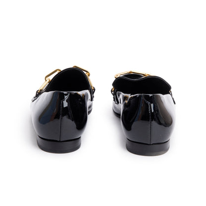 Burberry Black Patent Leather Chillcot Loafers, Size 38.5