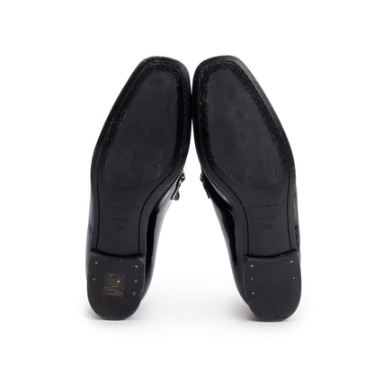 Burberry Black Patent Leather Chillcot Loafers, Size 38.5