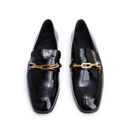 Burberry Black Patent Leather Chillcot Loafers, Size 38.5