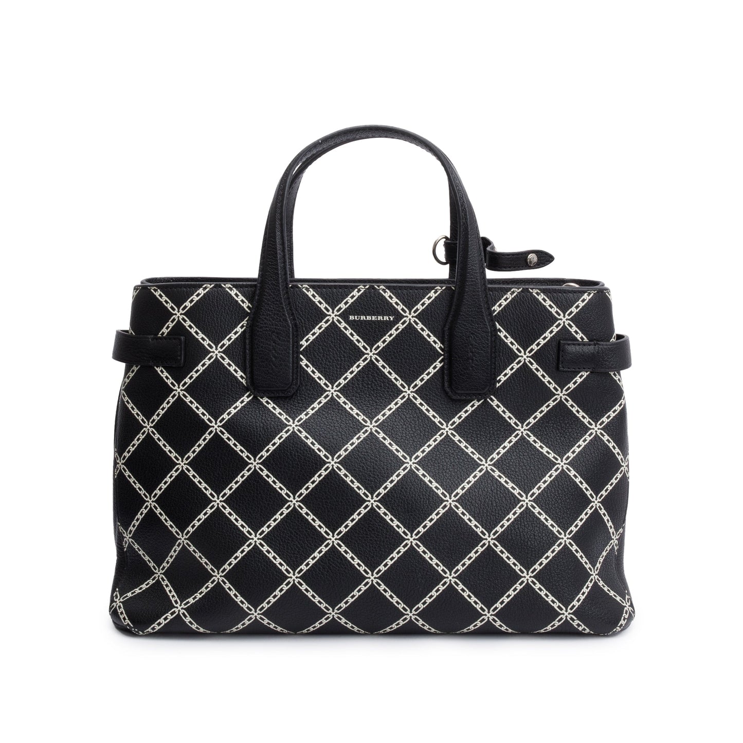 Burberry Black Printed Calfskin Leather Medium Banner NM Tote