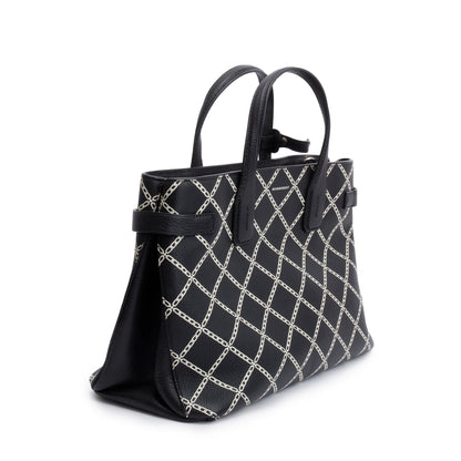 Burberry Black Printed Calfskin Leather Medium Banner NM Tote