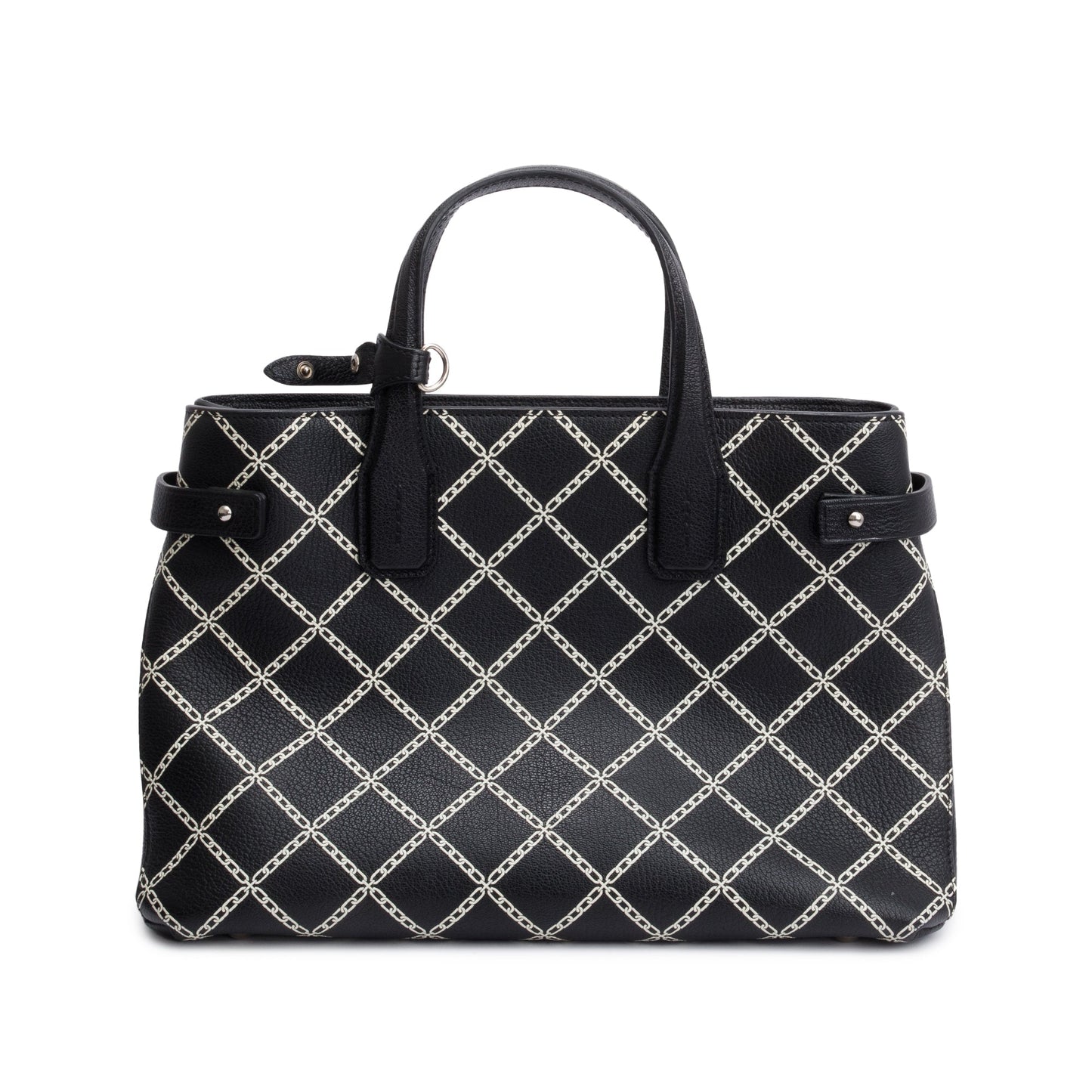 Burberry Black Printed Calfskin Leather Medium Banner NM Tote