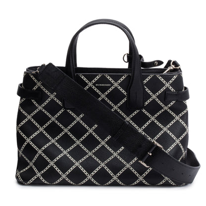 Burberry Black Printed Calfskin Leather Medium Banner NM Tote
