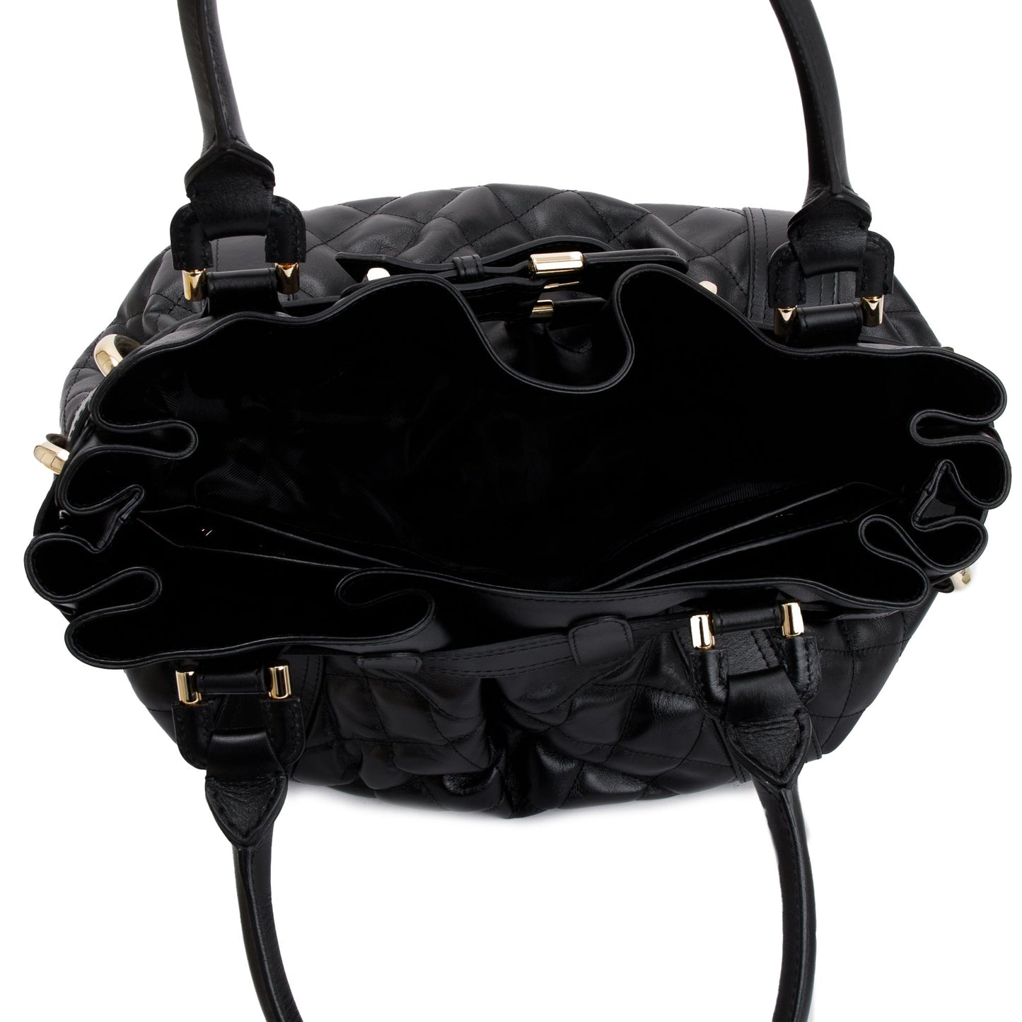 Burberry Black Quilted Calfskin Leather Beaton Bag