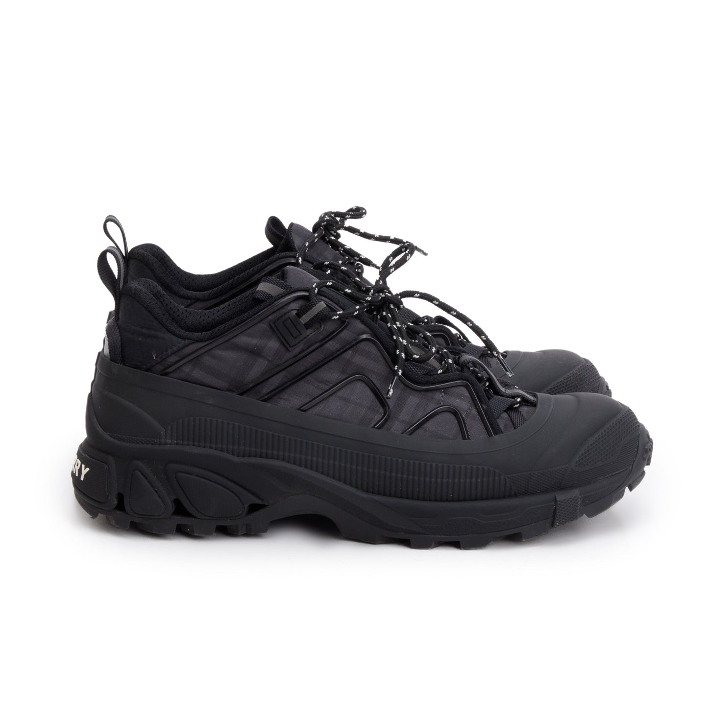 Burberry Black Rubber House Check Canvas Arthur Sneakers, Size 44