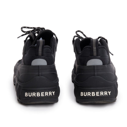 Burberry Black Rubber House Check Canvas Arthur Sneakers, Size 44