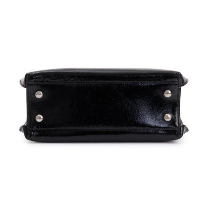 Burberry Black Shiny Soft Calfskin Leather Small Banner Tote