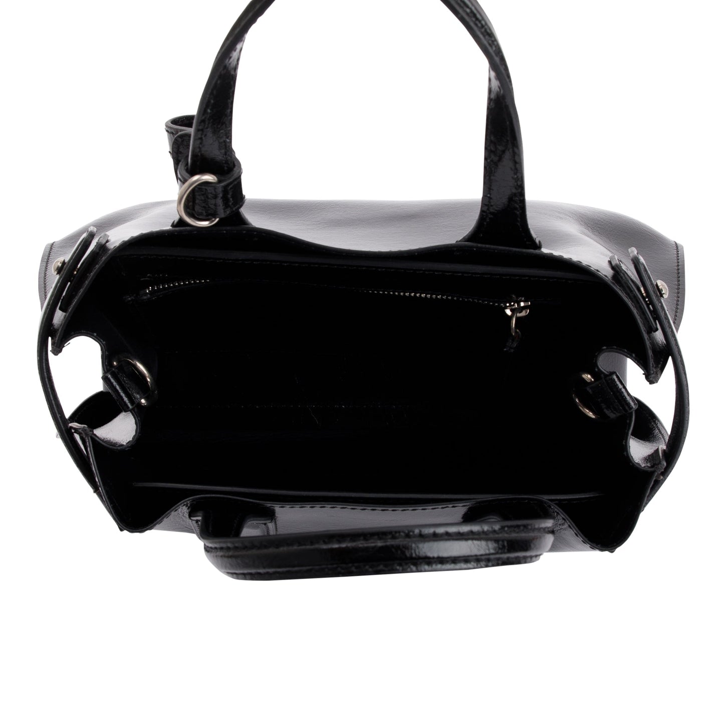 Burberry Black Shiny Soft Calfskin Leather Small Banner Tote