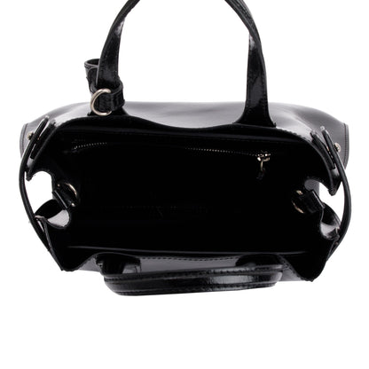Burberry Black Shiny Soft Calfskin Leather Small Banner Tote