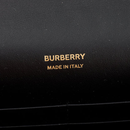 Burberry Black Smooth Calfskin Leather TB Shoulder Bag