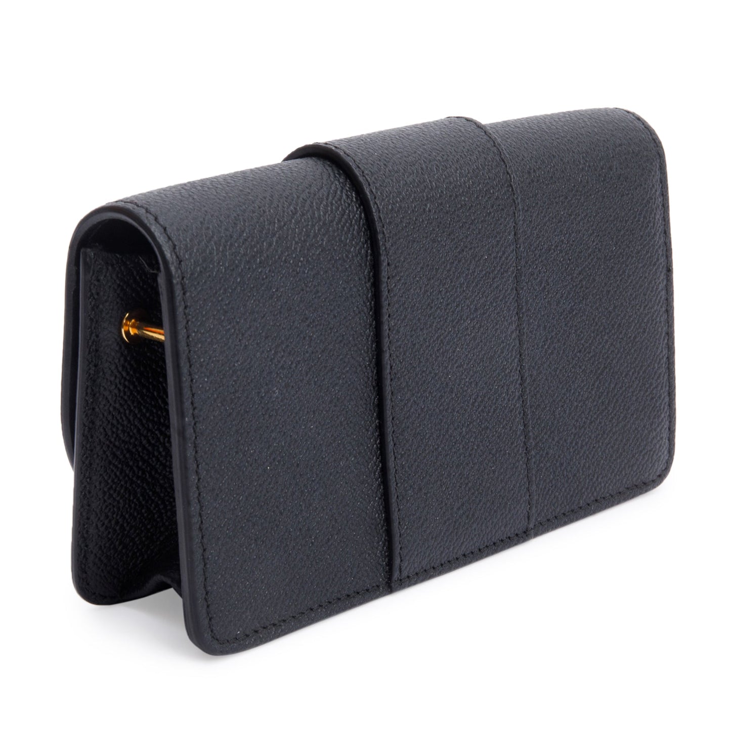 Burberry Black Soft Grain Calfskin Leather Mini Buckle Phone Bag