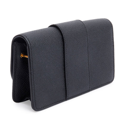 Burberry Black Soft Grain Calfskin Leather Mini Buckle Phone Bag