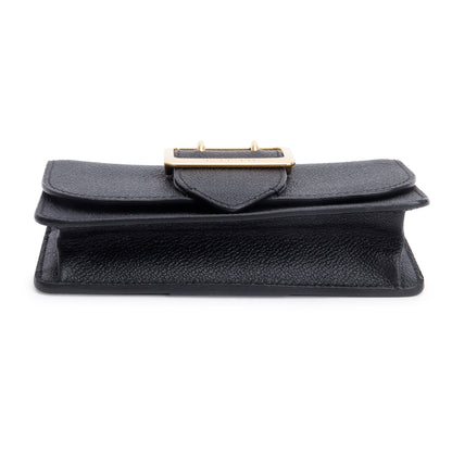 Burberry Black Soft Grain Calfskin Leather Mini Buckle Phone Bag