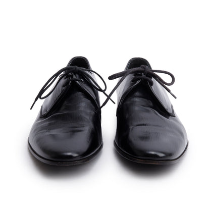 Burberry Black Textured Leather Carlyle Derby Shoes, Size 44