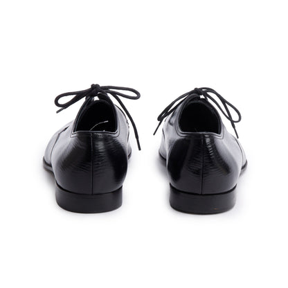 Burberry Black Textured Leather Carlyle Derby Shoes, Size 44