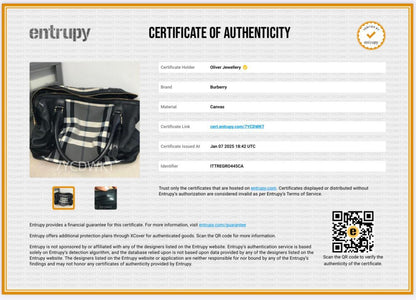 Burberry Black & White Beat Check Nylon Leather Trimmed Ellers Tote Bag