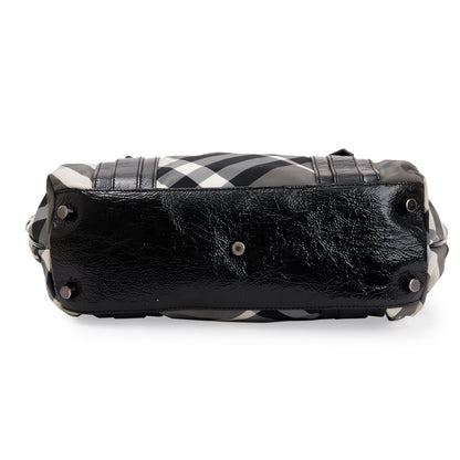 Burberry Black & White Beat Check Nylon Tote Bag