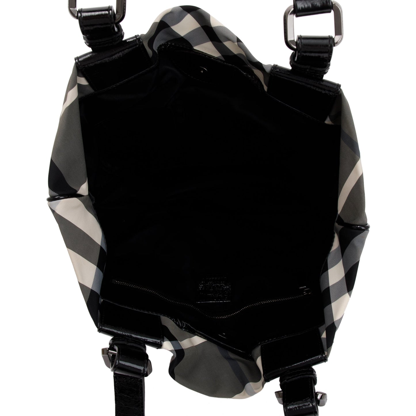 Burberry Black & White Beat Check Nylon Tote Bag