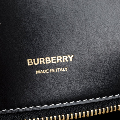 Burberry Black & White Calfskin Leather Small Two Handle Title Tote