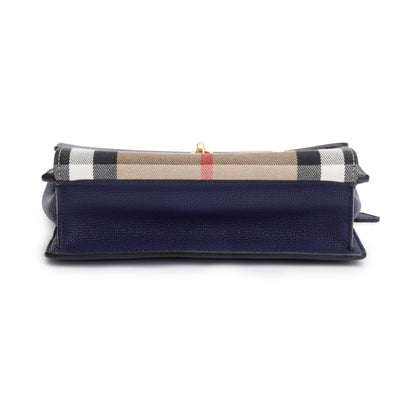 Burberry Blue Calfskin House Check Macken Crossbody Bag