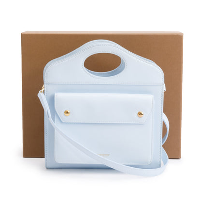 Burberry Blue Calfskin Leather Mini Pocket Bag