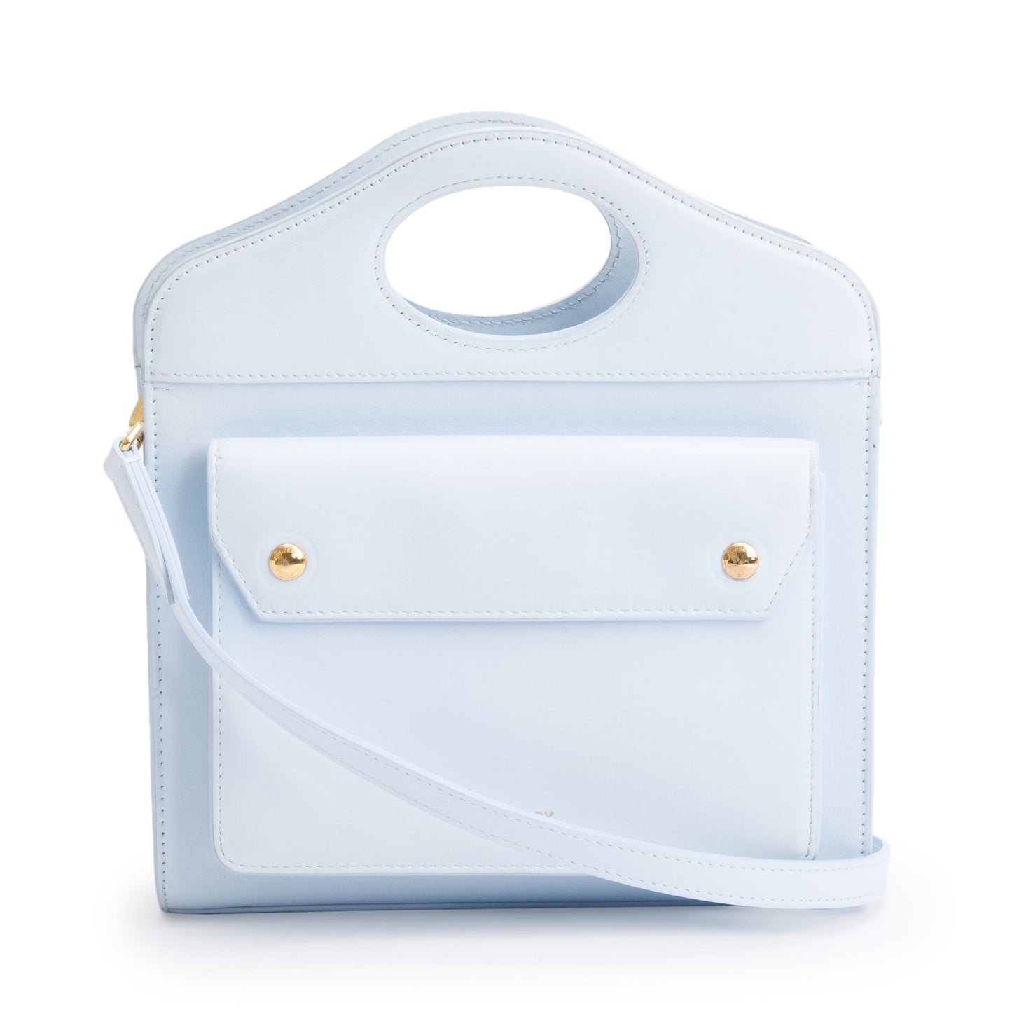 Burberry Blue Calfskin Leather Mini Pocket Bag